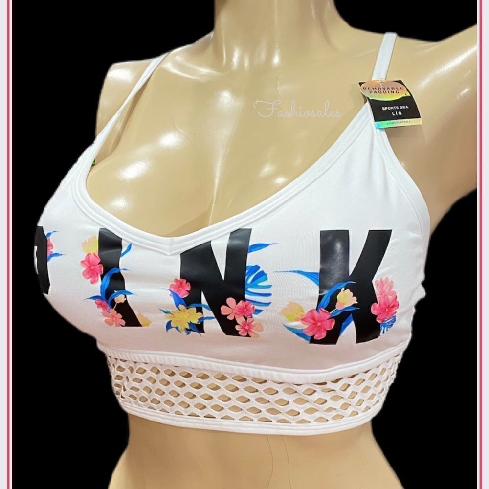 Victorias Secret Pink Logo Ultimate Lightly Lined Removable Padding Sports Bra L